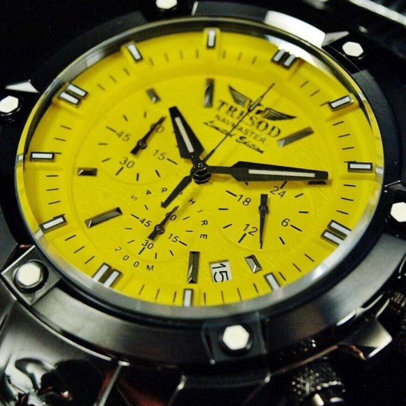 Yellow Navmaster Sapphire Diver Mens Watch NEW